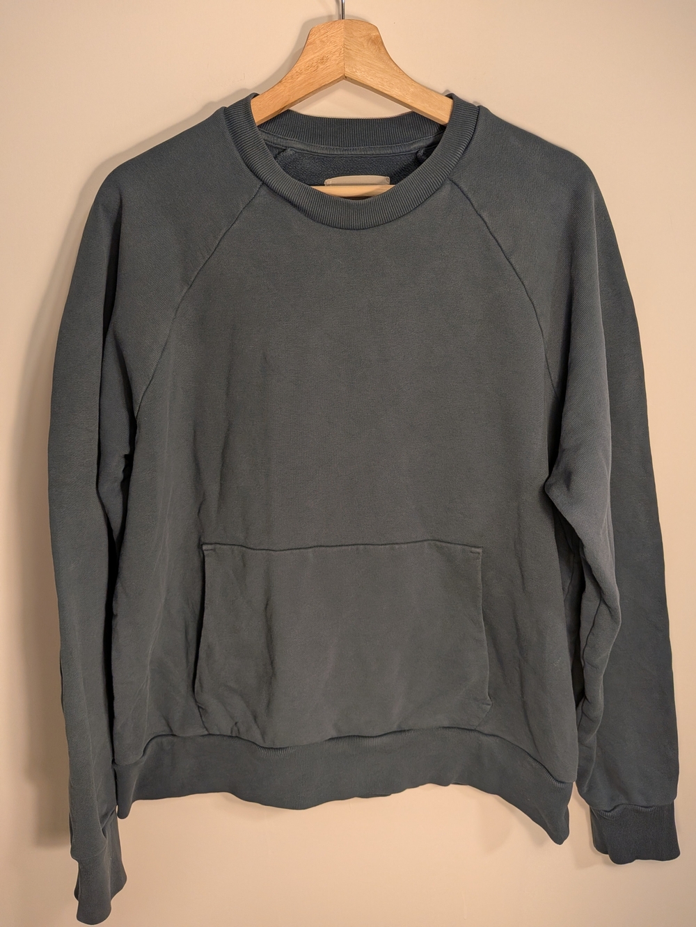 Everlane Crewneck Sweatshirt — Faded Blue-Green, Raglan Sleeve, Men's/Unisex L
